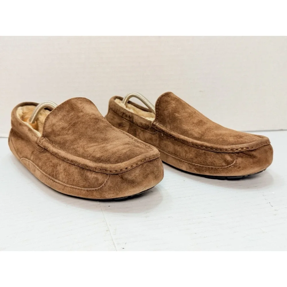 UGG‎ Ascot Chestnut Suede Sheepskin Slippers Men's 11 Loafer Moccasin 5775